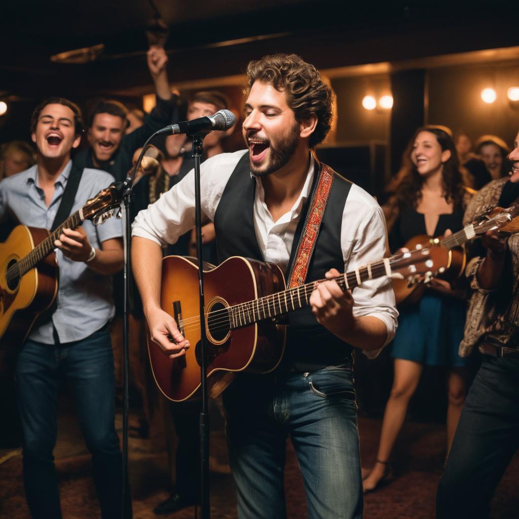 At this Lubbock nightclub, Weston and his gypsy jazz band entertain a packed house of friends, fans, and families, including an amazed young boy, with their lively tunes and contagious energy.
