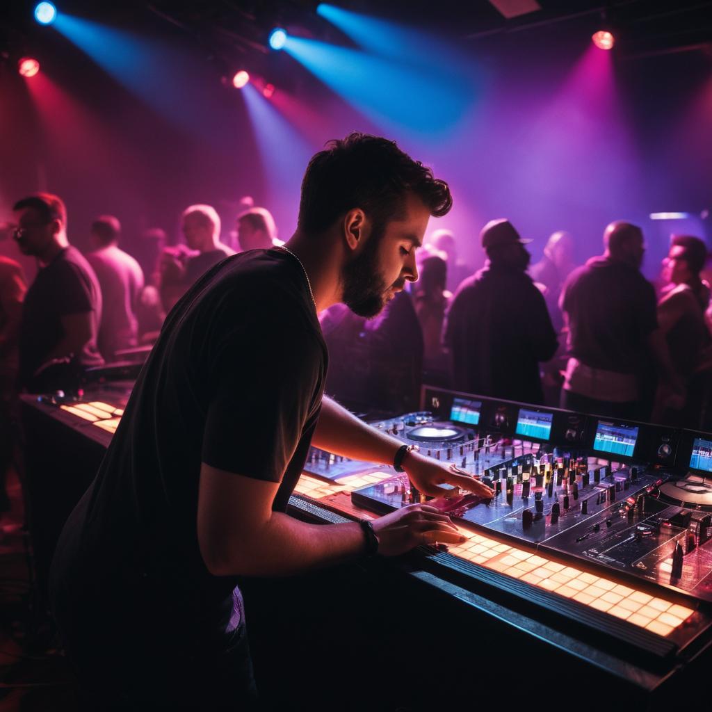 At Fat Catz music club in Saint Paul, Minnesota, the mood is electric: patrons eagerly anticipate the DJ's set as Justin, a skilled dub technologist, lights up the stage with pulsating beats and immersive soundscapes cherished by locals.